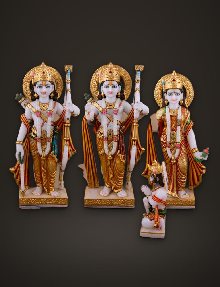 Marble Murti Ram Darbar 15 inch, front view